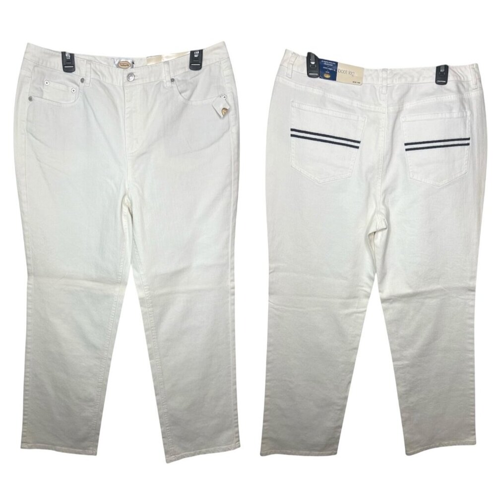 Talbots Boot Leg White Stretch Denim Jeans Womens Fit Size 14M